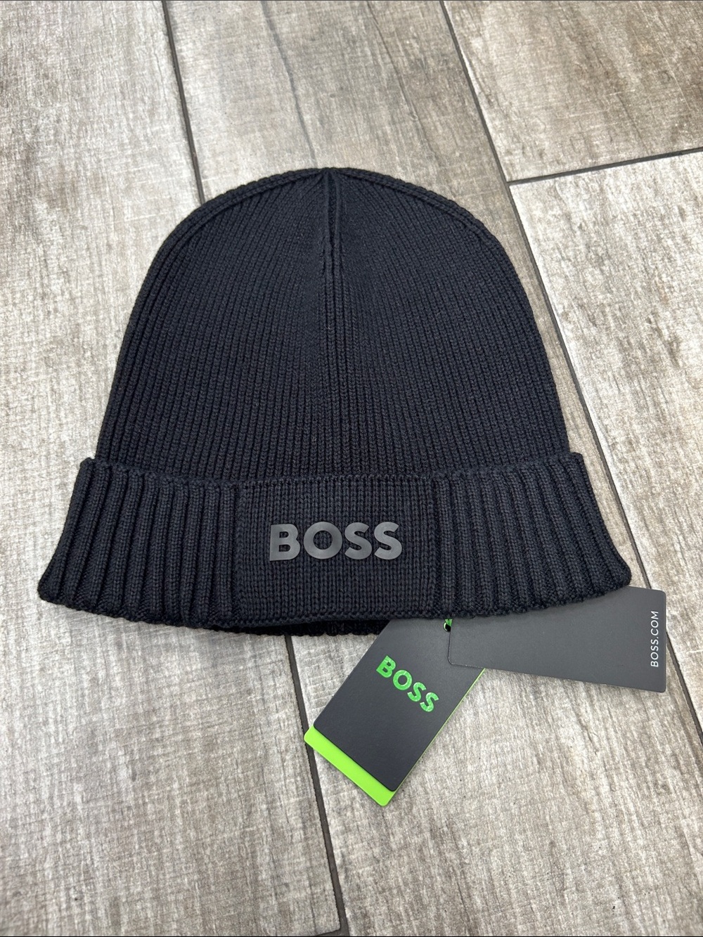 BOSS Black Knit Cuffed Beanie NWT